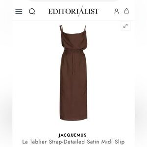 Jacquemus La Robe Tablier silk brown draped midi dress
